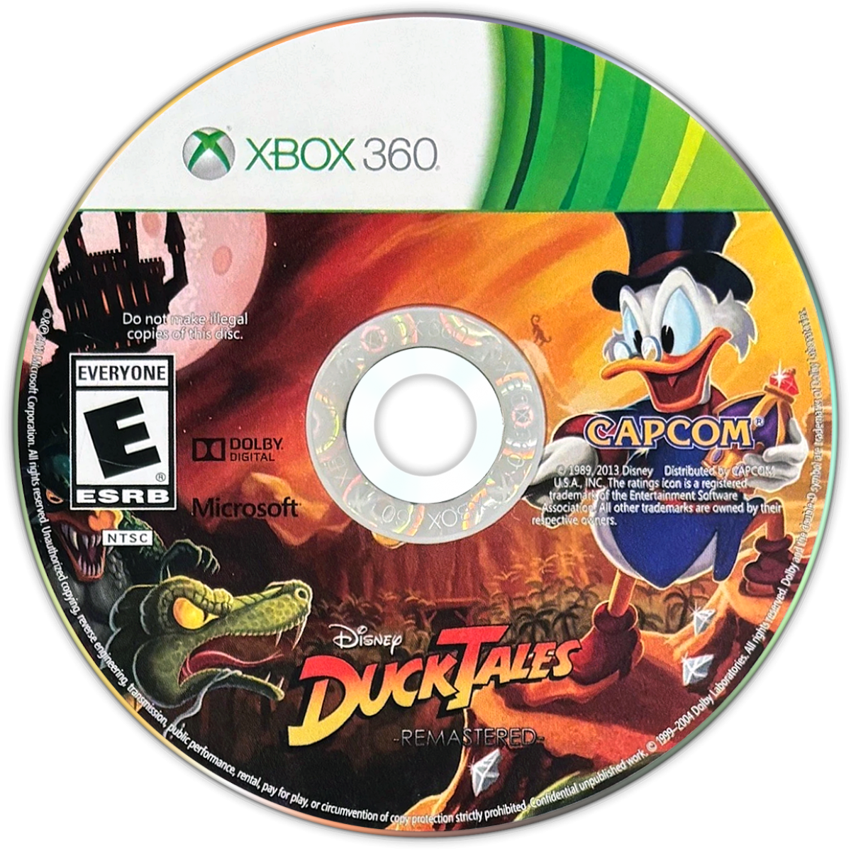DuckTales Remastered Xbox 360 for retro video game enthusiasts featuring classic side scrolling platforming gameplay hand drawn animated visuals Scrooge McDuck treasure hunting adventures cane pogo mechanics colorful Disney worlds nostalgic action platforming and collectible gaming appeal disc