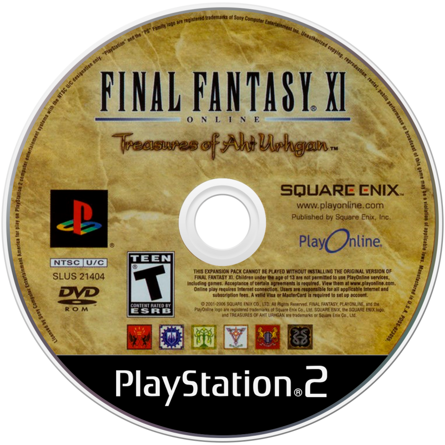 Final Fantasy XI Online Treasures of Aht Urhgan PS2 PlayStation 2 MMORPG online role playing game expansion fantasy adventure Square Enix party based combat retro video game disc