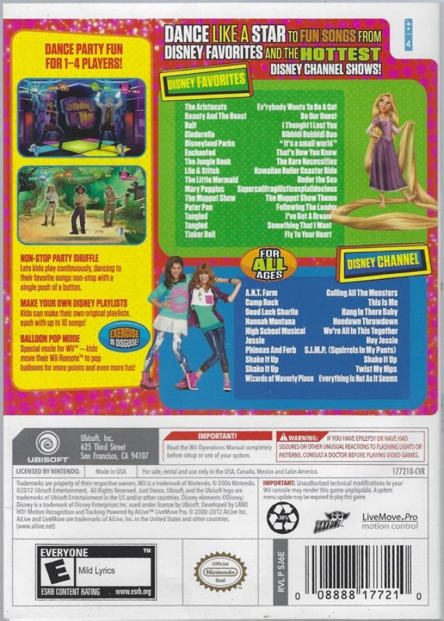Just Dance: Disney Party – Nintendo Wii (Wii) children’s dance rhythm music video game back of case