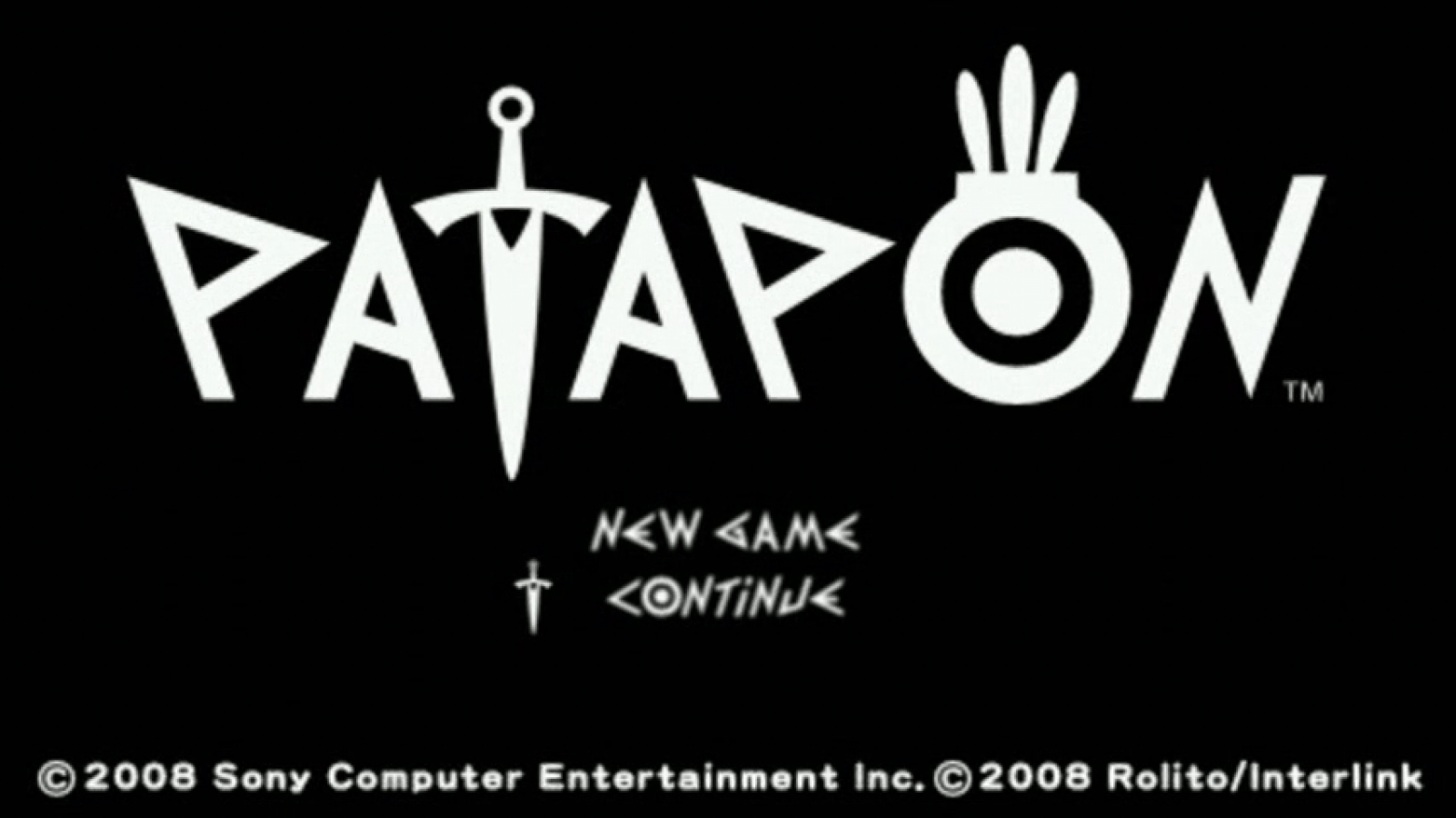 Patapon home screen for PlayStation Portable (PSP) rhythm-based action game