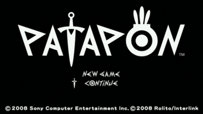 Patapon home screen for PlayStation Portable (PSP) rhythm-based action game