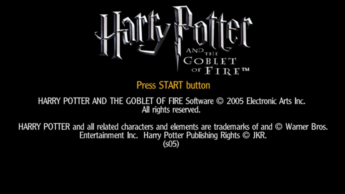 Harry Potter and the Goblet of Fire start screen for PlayStation Portable (PSP) action-adventure video game