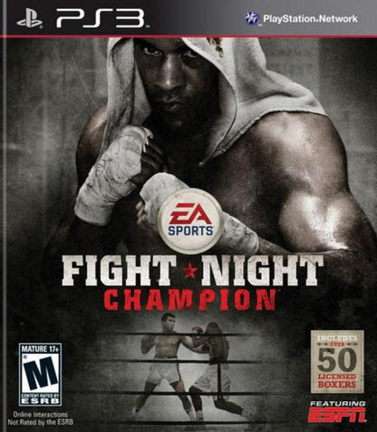 Fight Night Champion PlayStation 3 boxing sports video game featuring cinematic story-driven Champion Mode authentic physics-based gameplay and deep online multiplayer career front cover