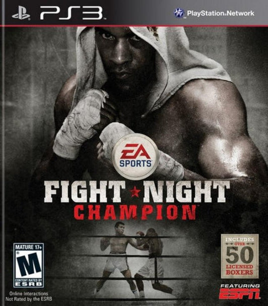 Fight Night Champion PlayStation 3 boxing sports video game featuring cinematic story-driven Champion Mode authentic physics-based gameplay and deep online multiplayer career front cover