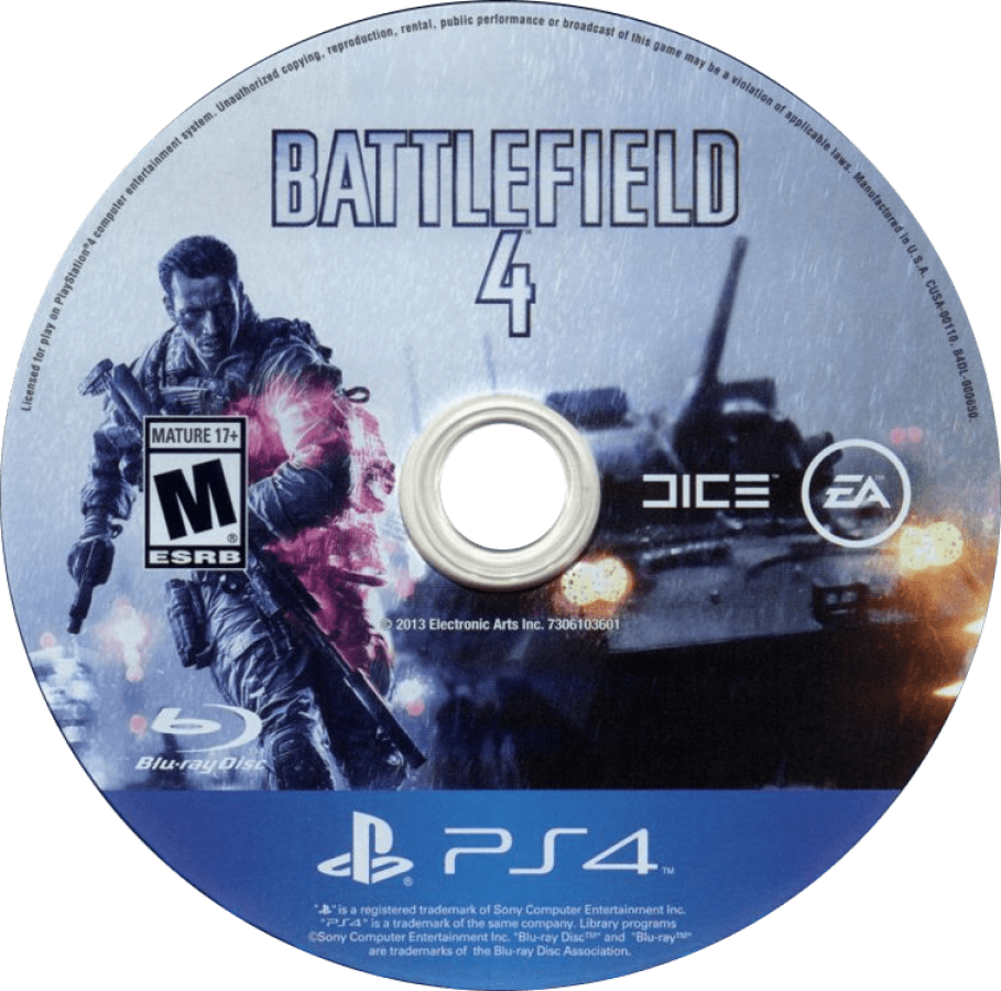 Battlefield 4 PS4 game featuring large-scale multiplayer warfare, realistic military combat, and intense first-person shooter action disc
