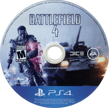 Battlefield 4 PS4 game featuring large-scale multiplayer warfare, realistic military combat, and intense first-person shooter action disc