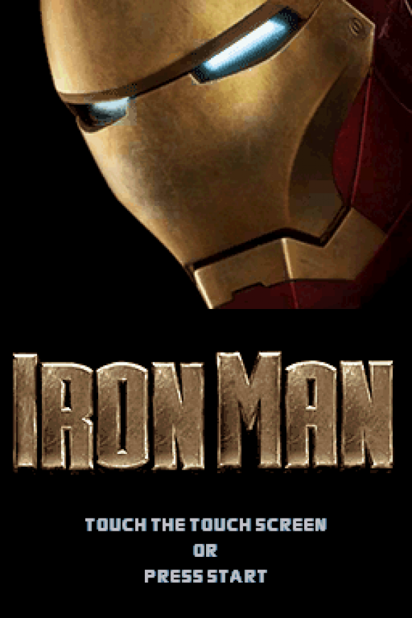 Iron Man Nintendo DS video game, action adventure, superhero gameplay, Marvel movie tie-in, handheld console title main menu title screen