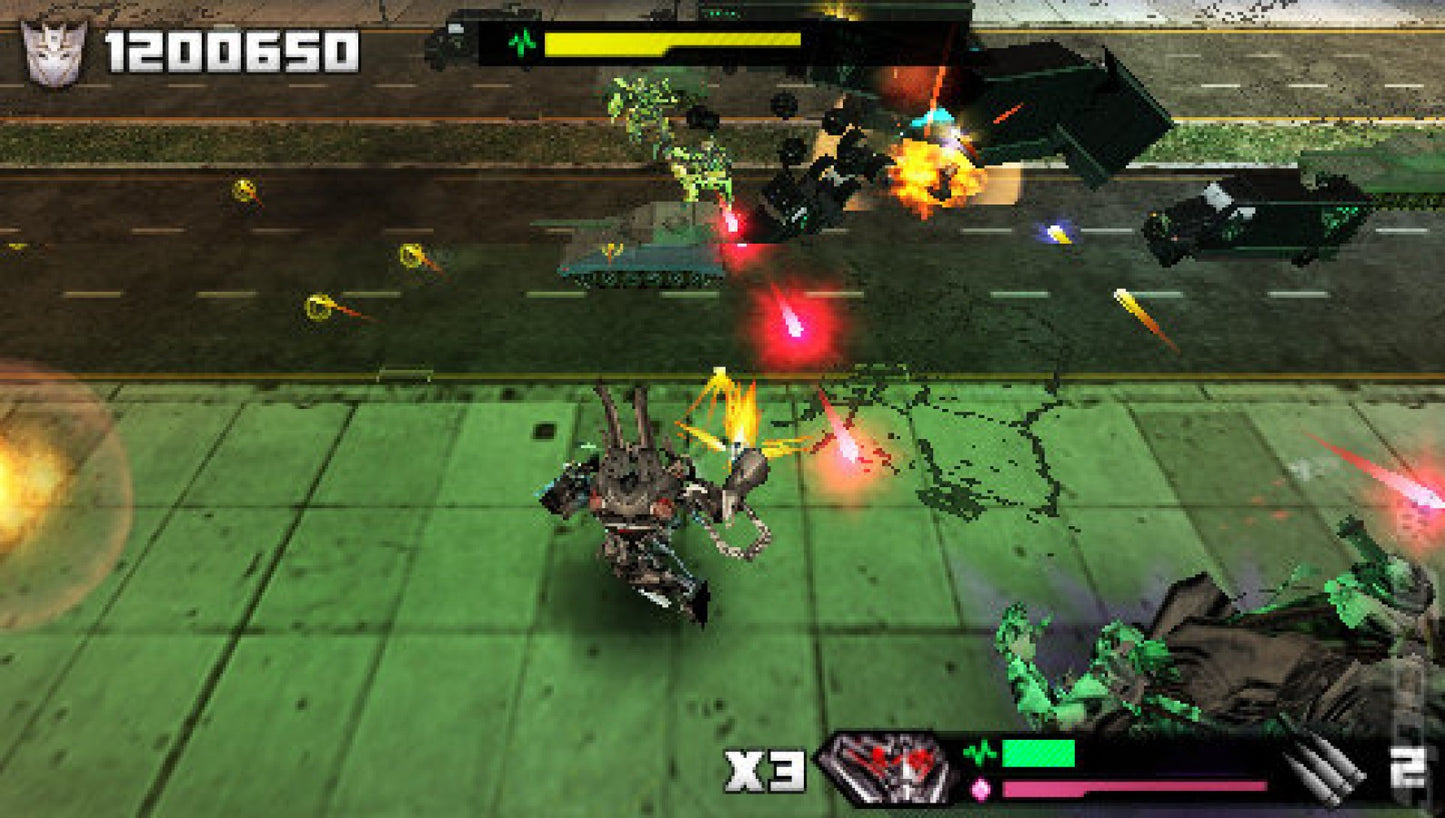 Transformers Revenge of the Fallen PSP for action video game fans featuring Autobots and Decepticons fast paced robot combat vehicle transformations explosive missions powerful weapons cinematic battles and portable PlayStation Portable gameplay collectible gaming appeal gameplay