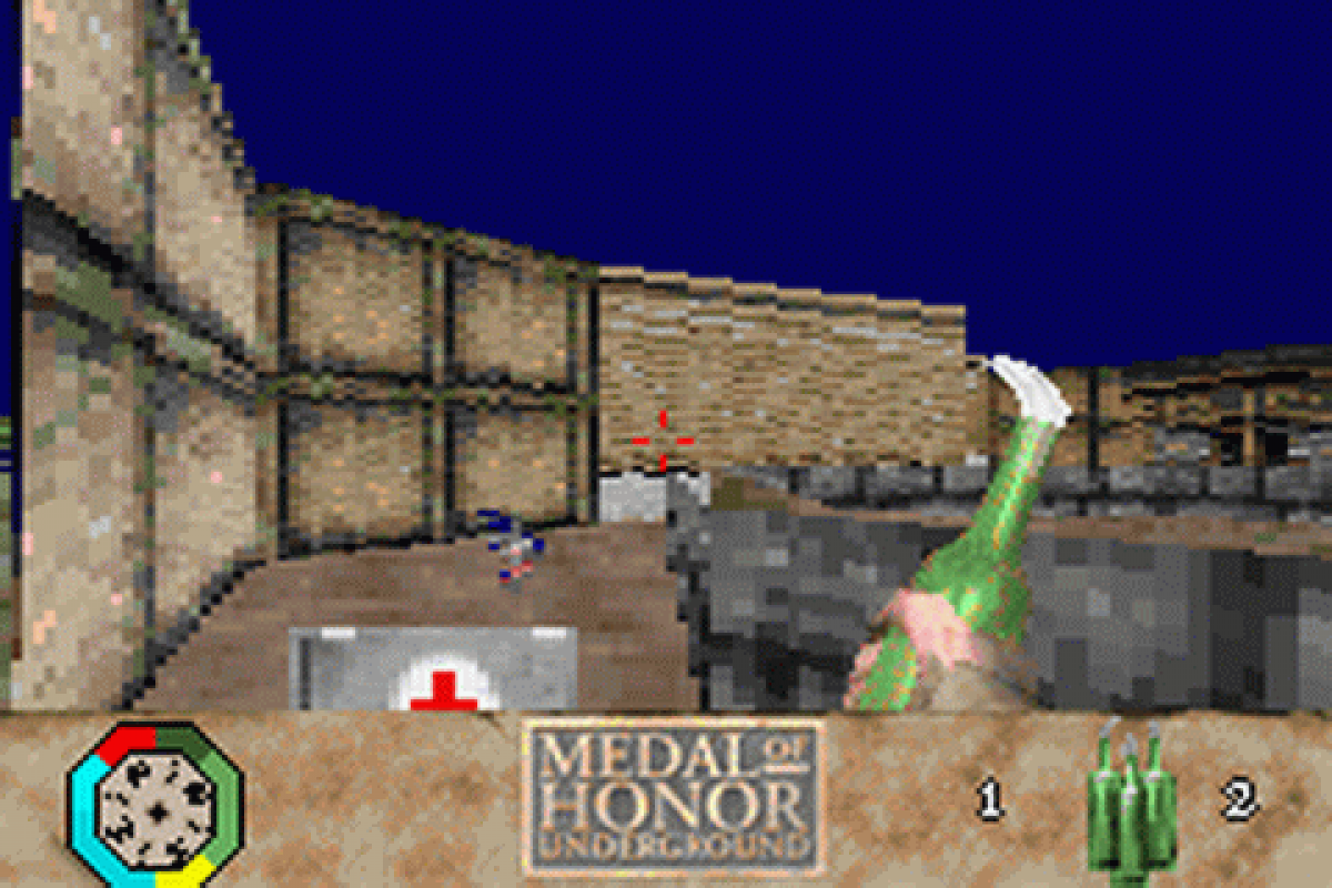 Medal of Honor Underground for Game Boy Advance, gameplay for a first-person shooter video game with World War II combat, mission-based gameplay, stealth elements, and military action