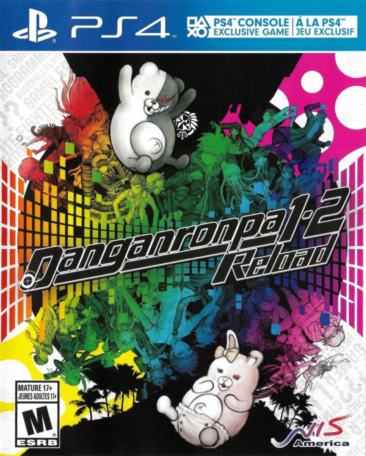 Danganronpa 1-2 Reload – PlayStation 4 (PS4) video game cover image, mystery visual novel by Spike Chunsoft