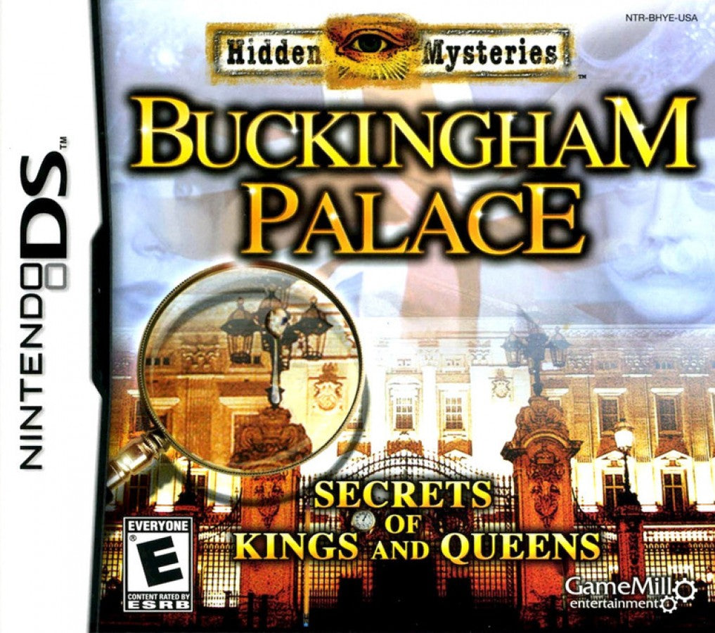 Hidden Mysteries Buckingham Palace Nintendo DS for puzzle adventure video game fans featuring hidden object gameplay royal palace exploration historical mysteries artifact discovery touch screen controls challenging puzzles investigation gameplay educational entertainment collectible gaming appeal front cover art