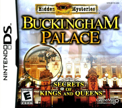 Hidden Mysteries Buckingham Palace Nintendo DS for puzzle adventure video game fans featuring hidden object gameplay royal palace exploration historical mysteries artifact discovery touch screen controls challenging puzzles investigation gameplay educational entertainment collectible gaming appeal front cover art