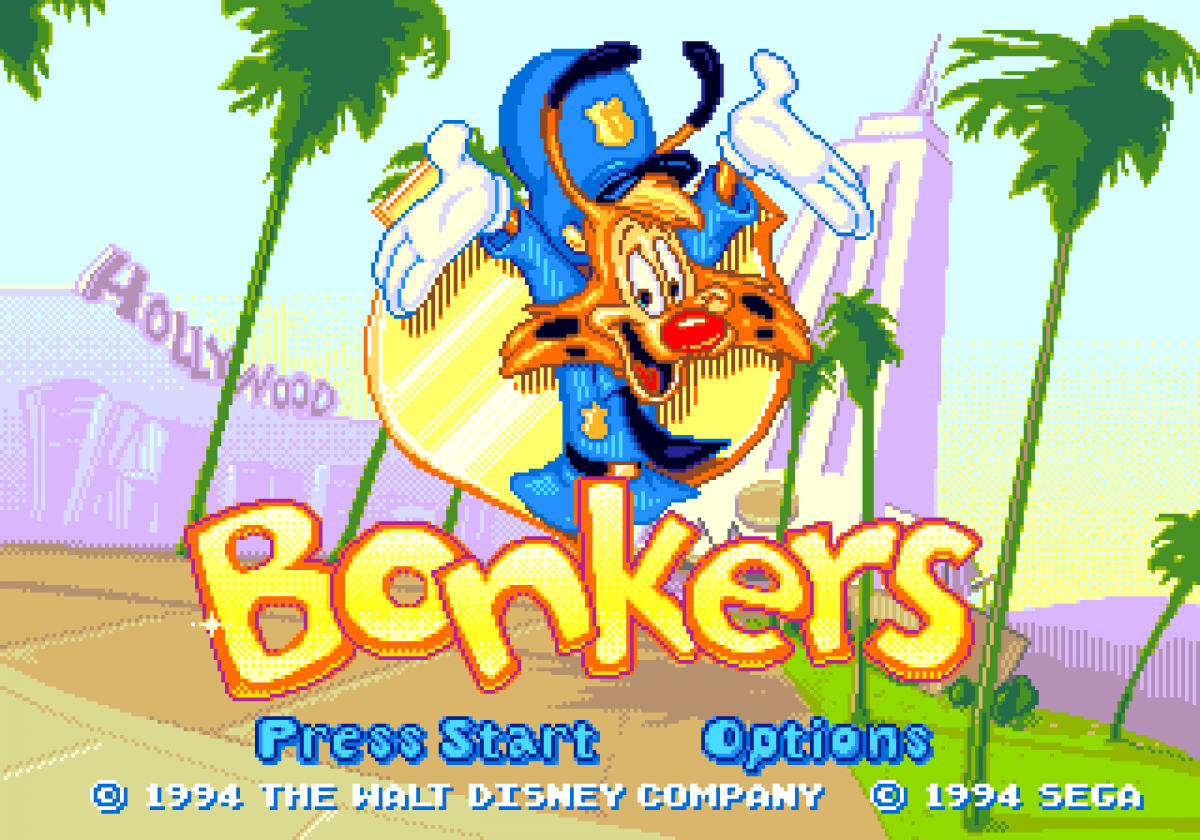 Bonkers Sega Genesis for retro video game enthusiasts featuring side scrolling action platforming gameplay Disney cartoon inspired adventure colorful levels enemy encounters cartoon themed challenges classic 16 bit gaming and collectible gaming appeal gameplay 