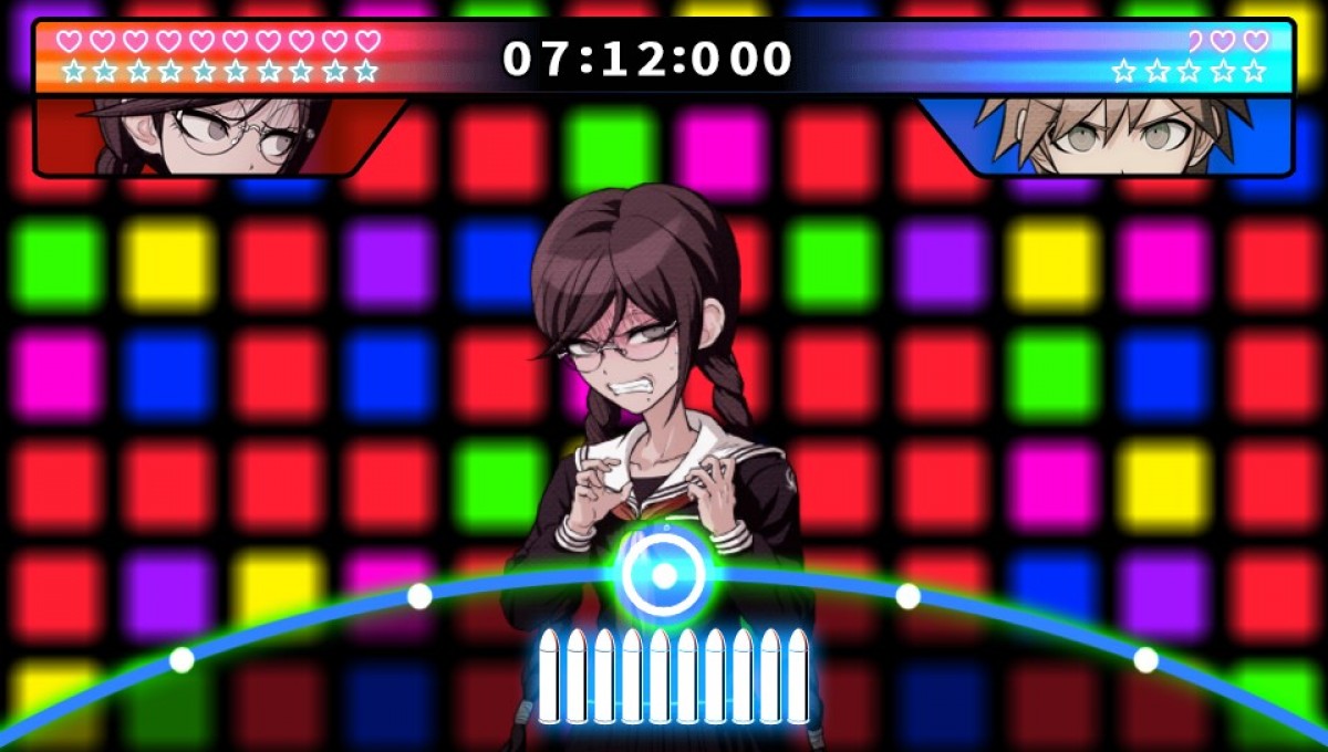 Danganronpa Trigger Happy Havoc PlayStation Vita video game, visual novel adventure, murder mystery investigation, anime-style storytelling, handheld console title gameplay screenshot