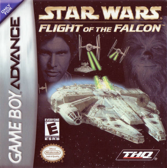 Star Wars: Flight of the Falcon for Game Boy Advance with fast-paced Millennium Falcon space combat action front cover