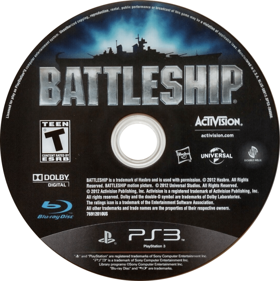 Battleship disc for PlayStation 3 (PS3) video game