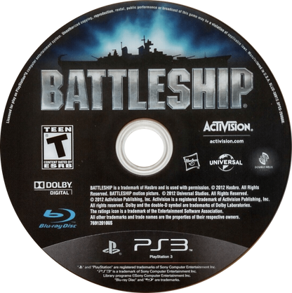 Battleship disc for PlayStation 3 (PS3) video game