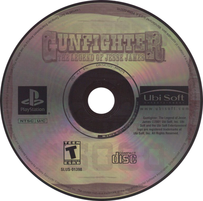 Gunfighter: The Legend of Jesse James retro western action shooter game for PlayStation 1 (PS1) disc