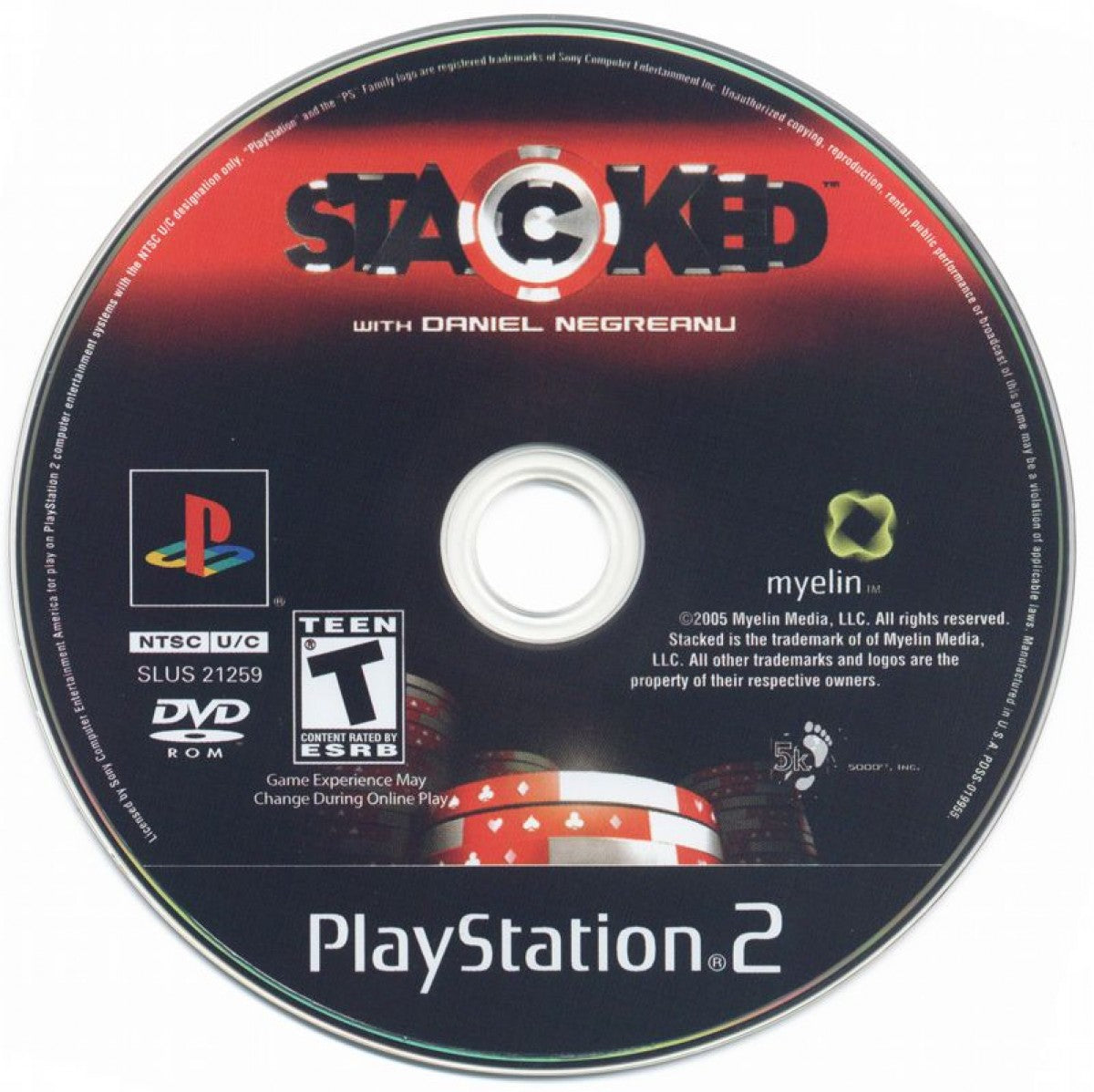 Stacked With Daniel Negreanu – PlayStation 2 (PS2) video game disc, poker simulation.