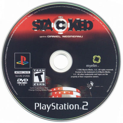 Stacked With Daniel Negreanu – PlayStation 2 (PS2) video game disc, poker simulation.