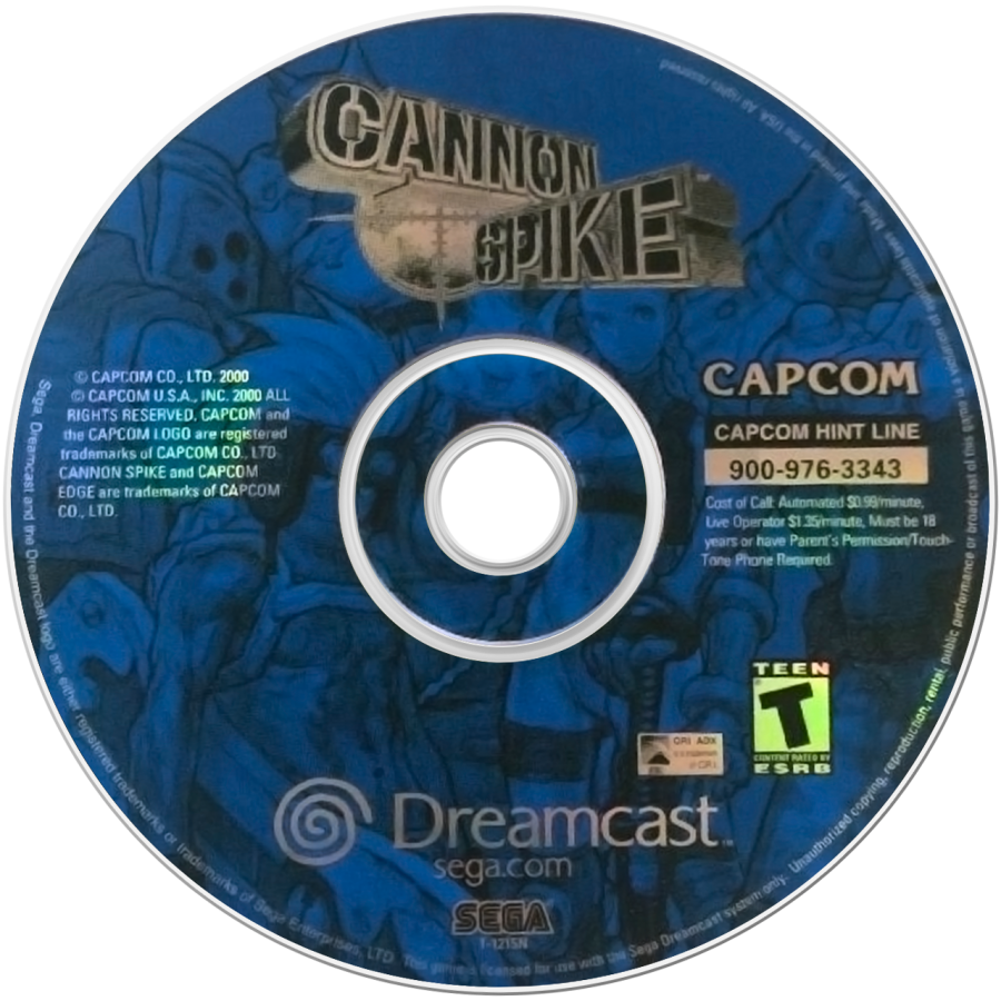Cannon Spike Sega Dreamcast DC for retro video game enthusiasts featuring fast paced arcade action shooting gameplay run and gun combat playable Capcom characters intense battles explosive attacks futuristic enemies classic Dreamcast collectible gaming appeal disc