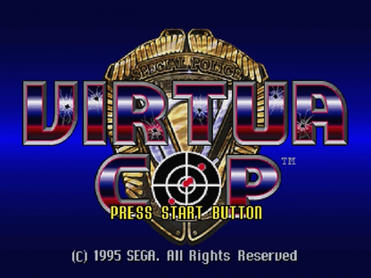 Virtua Cop Not For Resale title screen art for Sega Saturn (SS) video game