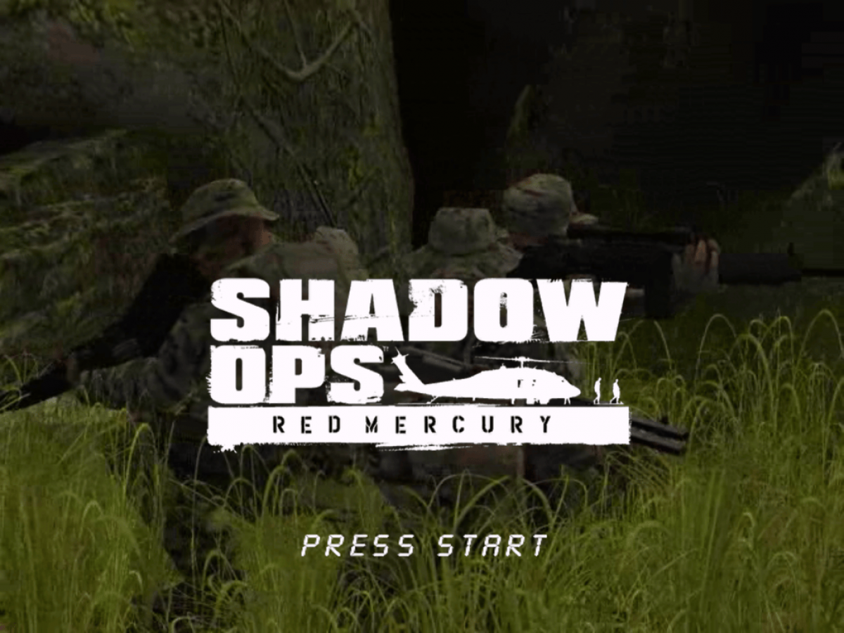 Shadow Ops: Red Mercury retro Xbox video game Shadow Ops Red Mercury military first person shooter tactical combat modern warfare mission based FPS console title Xbox release title screen