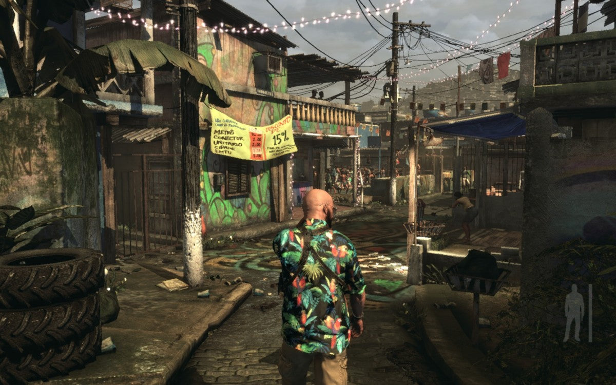 Max Payne 3 Xbox 360 third-person cinematic shooter video game featuring Bullet Time physics Max Payne in São Paulo Brazil bodyguard narrative cover shooting and multiplayer gang wars developed by Rockstar Games gameplay screenshot