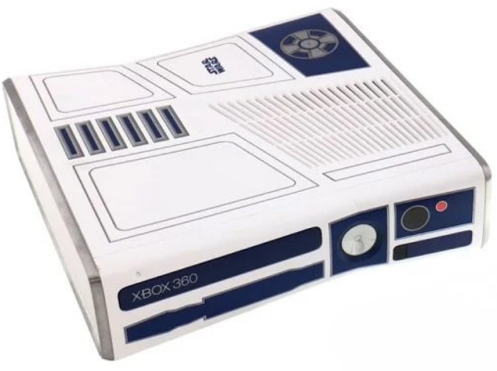 Star Wars Xbox 360 Console for video game enthusiasts featuring limited edition themed gaming hardware custom Star Wars inspired design wireless controller compatibility built in storage immersive console gaming experience and collectible gaming appeal vent angle top askew horiz