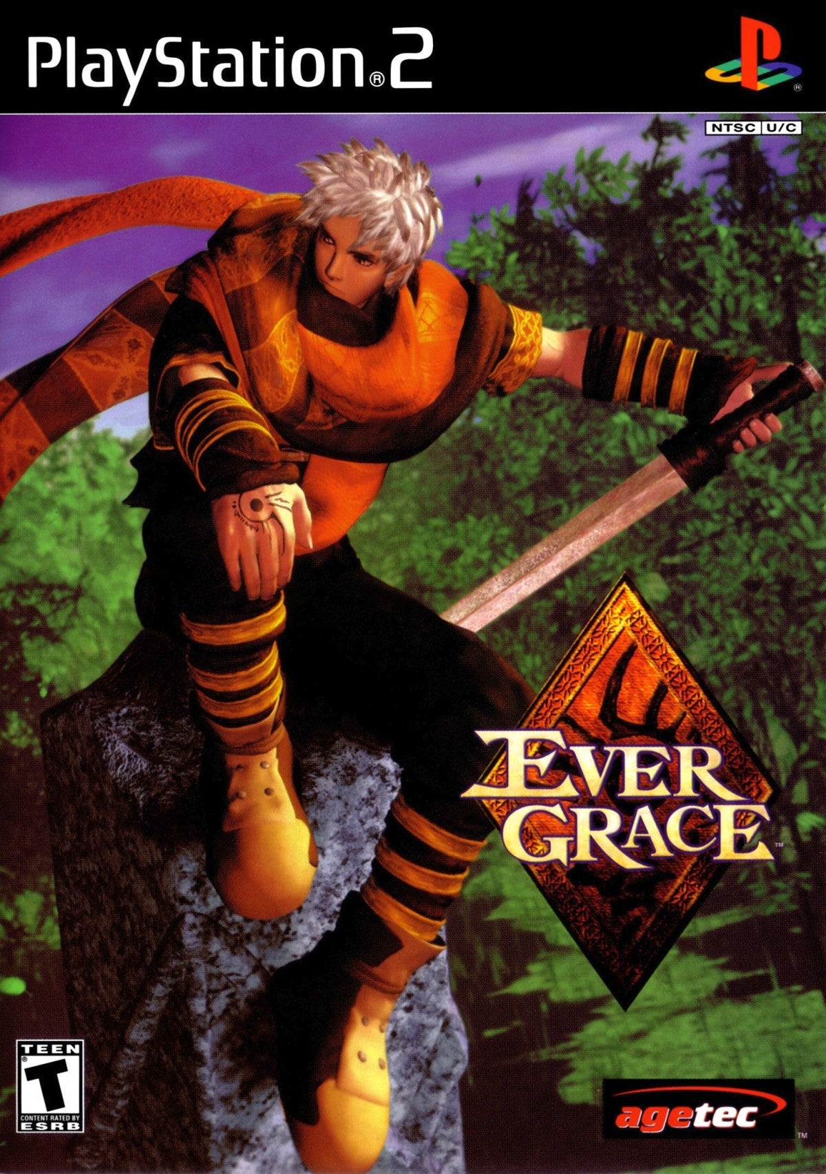 Evergrace PlayStation 2 PS2 action role playing video game featuring fantasy adventure exploration real-time combat character customization magical abilities challenging enemies mysterious environments dungeon exploration and classic PlayStation 2 PS2 gameplay collectible retro gaming appeal cover art 