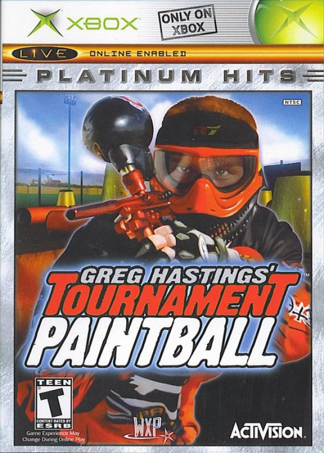Greg Hastings’ Tournament Paintball Platinum Hits Xbox sports shooter video game cover art.