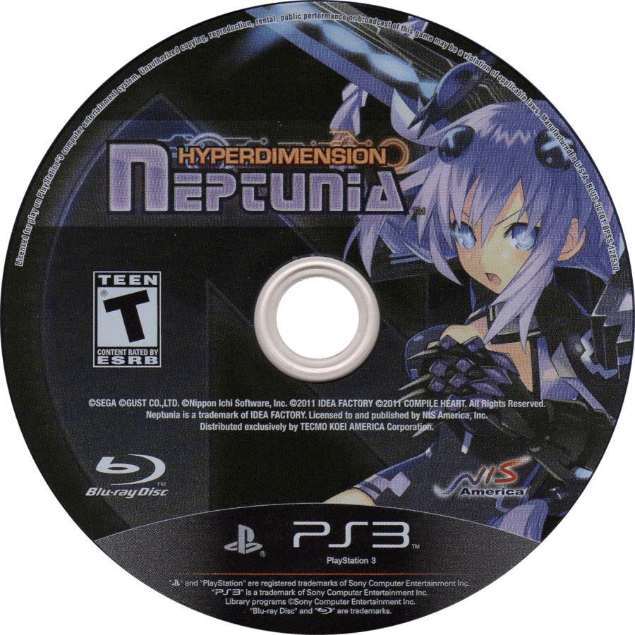 Hyperdimension Neptunia disc cover art for PlayStation 3 (PS3) video game