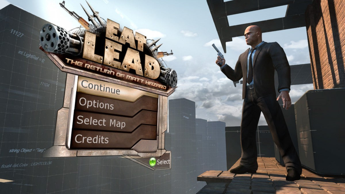 Eat Lead The Return of Matt Hazard Xbox 360 game featuring third-person shooter action comedy storyline voice acting by Will Arnett explosive gunplay boss battles and single player campaign gameplay gameplay 
