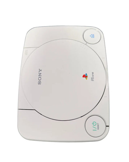 PlayStation PSone Slim console for retro video game enthusiasts featuring compact original Sony hardware built in controller ports PlayStation PS1 game compatibility memory card support AV output classic gaming system collectible gaming appeal front view