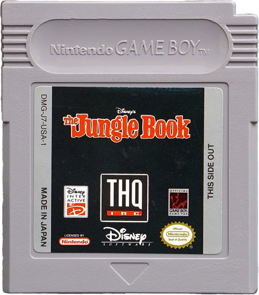 Disney The Jungle Book Game Boy handheld platformer action video game Mowgli Baloo King Louie Kaa Shere Khan jungle levels Capcom Disney license retro 8-bit classic cartridge