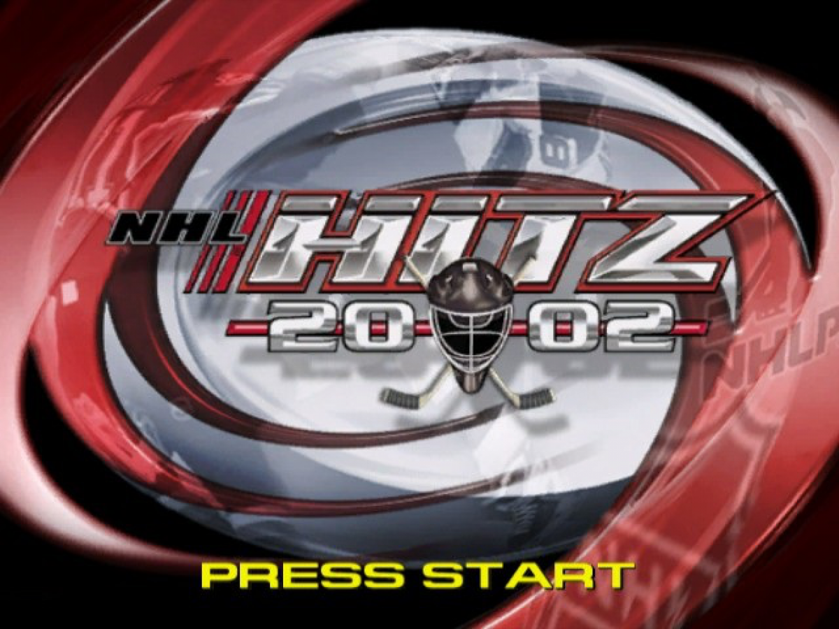 NHL Hitz 2002 start screen for Nintendo GameCube (GC) arcade hockey sports video game