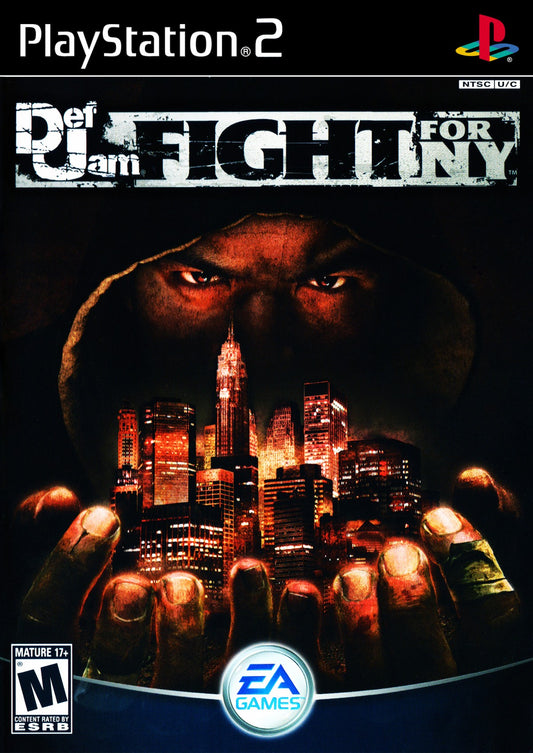 Def Jam Fight for New York PS2 Sony PlayStation 2 fighting game hip hop brawler street fighting celebrity fighters EA Games wrestling style combat story mode character customization multiplayer versus PlayStation 2 software video game title front cover