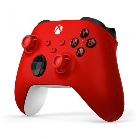 Xbox Series official wireless controller Pulse Red color OEM accessory textured grip hybrid D-pad dedicated share button for Xbox Series X and S 3.5mm audio jack AA batteries Bluetooth pairing Windows compatible Microsoft authentic gamepad