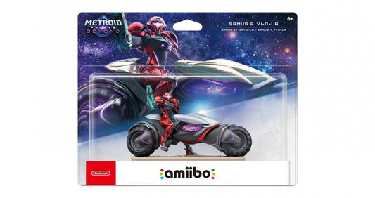 Metroid Prime 4 Beyond Series Samus and Vi O La Nintendo Amiibo sealed figure set featuring detailed character designs compatible with Nintendo Switch games NFC functionality for in game bonuses and collectible figures based on the Metroid Prime 4 Beyond series in box