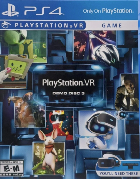 PlayStation VR Demo Disc 3 – PlayStation 4 (PS4) video game cover image, virtual reality demo compilation