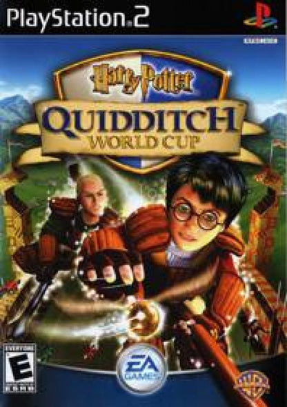 Harry Potter Quidditch World Cup PlayStation 2 PS2 for magical sports video game fans featuring Quidditch matches Hogwarts teams international competitions broomstick flying seeker chaser beater and keeper positions magical stadiums special moves and fast paced Harry Potter gameplay collectible gaming appeal front