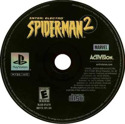 Spider-Man 2 retro superhero action adventure game for PlayStation 1 (PS1) disc