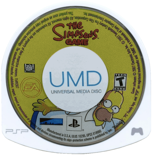 The Simpsons Game PlayStation Portable PSP inspired design featuring comedic action platform adventure aesthetic cel shaded Springfield inspired environments parody driven storytelling playable Simpson family characters humorous side scrolling gameplay and animated cartoon presentation UMD