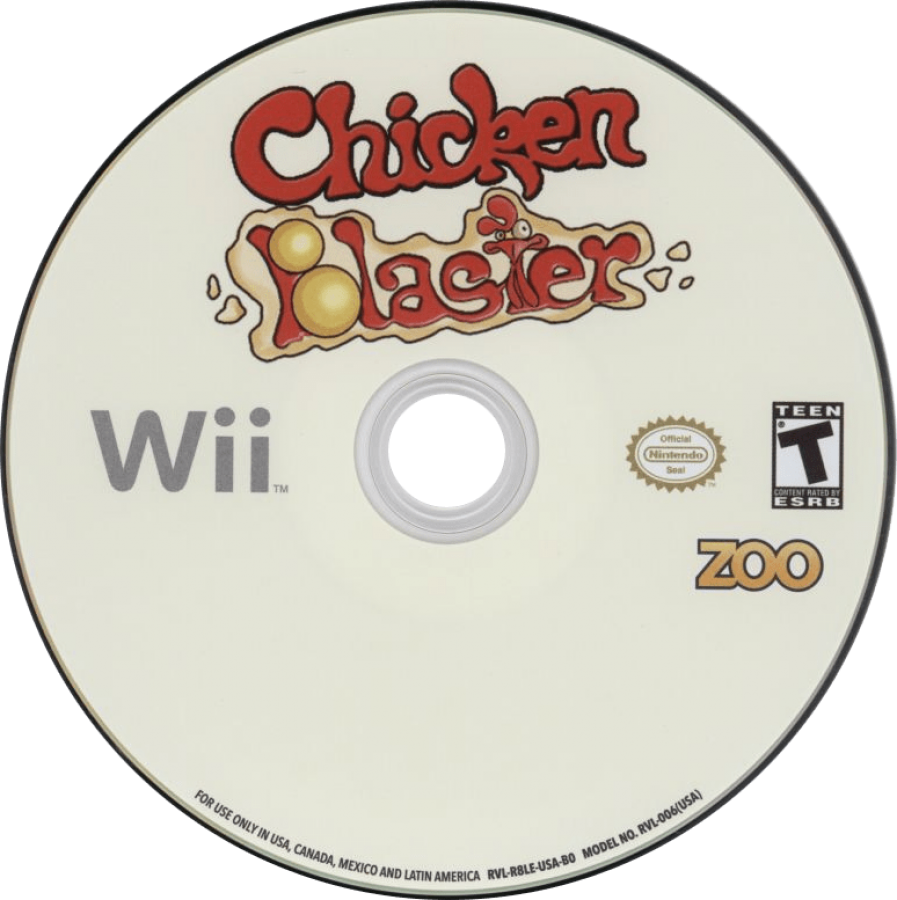 Chicken Blaster Nintendo Wii Wii video game featuring light gun shooting gameplay fast paced arcade action target shooting chicken enemies colorful environments challenging levels aiming mechanics and classic Nintendo Wii gameplay retro video game collection collectible gaming appeal game disc