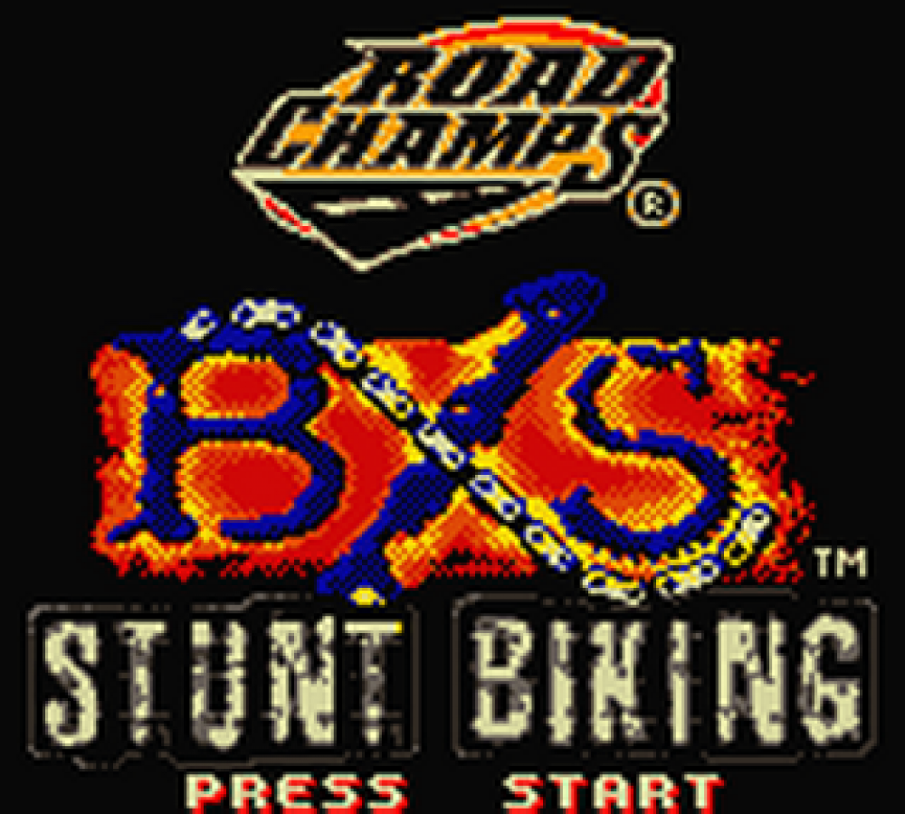 Road Champs for Game Boy Color, title screen for an arcade racing video game with vehicle-based gameplay, track challenges, collectible cars, and casual driving action 