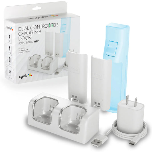 Nintendo Wii dual controller charging dock with two battery packs cable and power adapter for Wiimote controllers