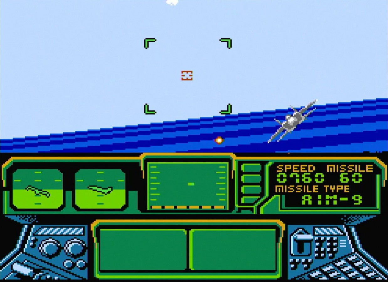 Top Gun The Second Mission Nintendo Entertainment System NES for retro video game enthusiasts featuring military flight combat gameplay jet fighter dogfights aerial missions aircraft carrier takeoffs and landings fast paced arcade action and collectible gaming appeal gameplay