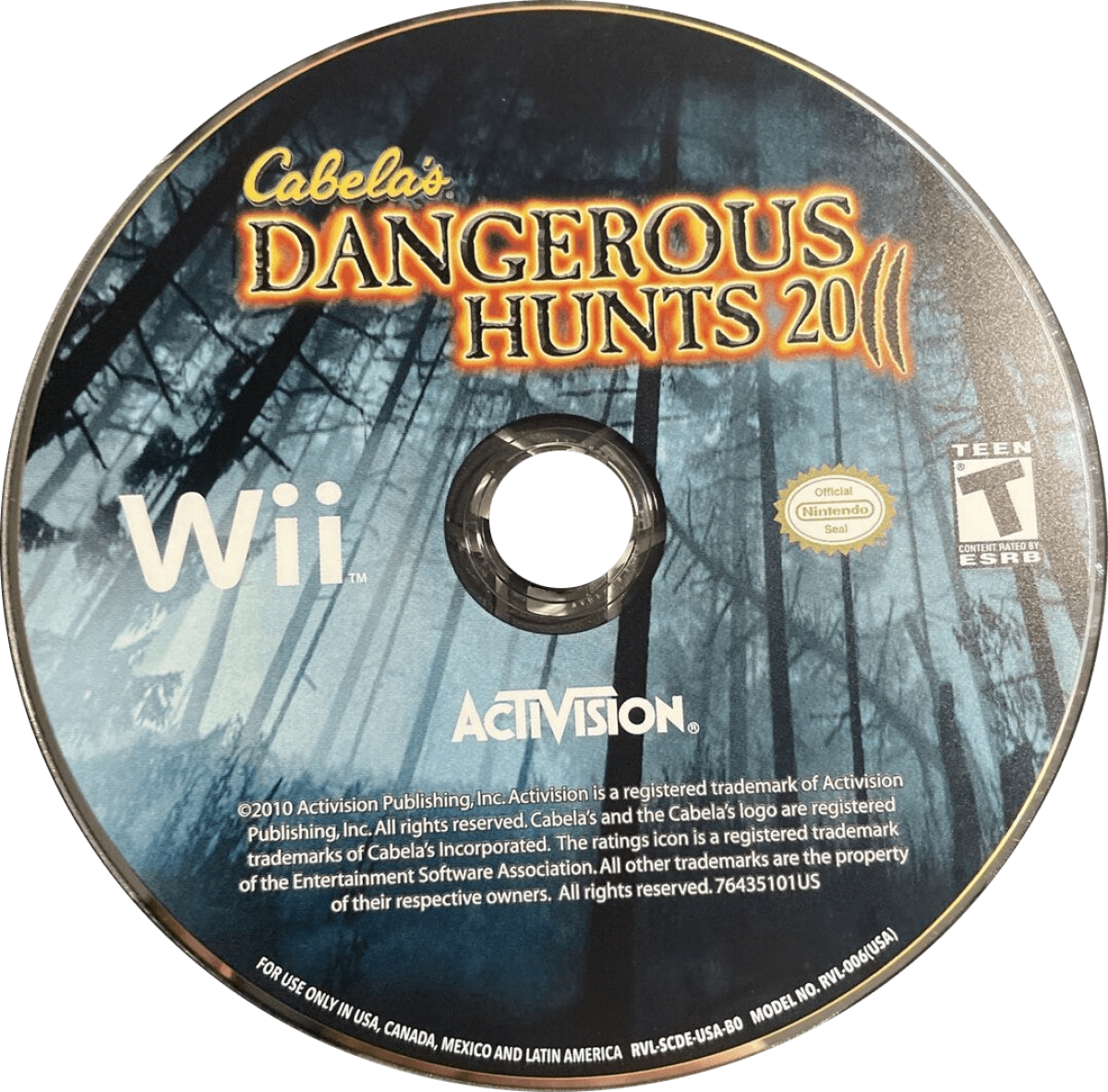 Cabela’s Dangerous Hunts 2011 for Wii action adventure hunting video game featuring wild predator encounters realistic outdoor environments motion controlled shooting gameplay and thrilling sportsman experience disc