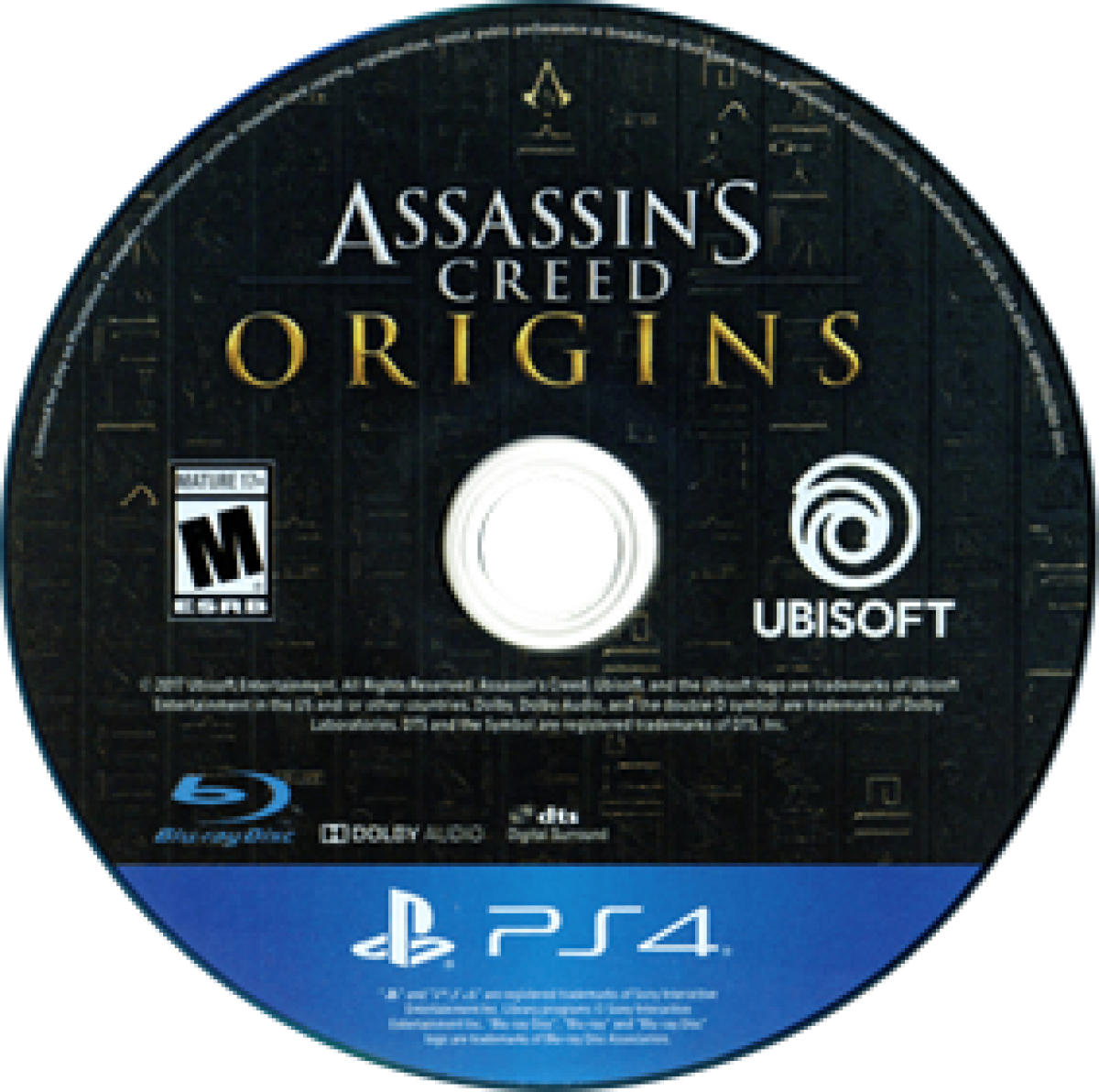 Assassin's Creed Origins disc art for Playstation 4 (PS4) video game 