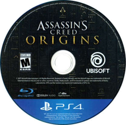 Assassin's Creed Origins disc art for Playstation 4 (PS4) video game 